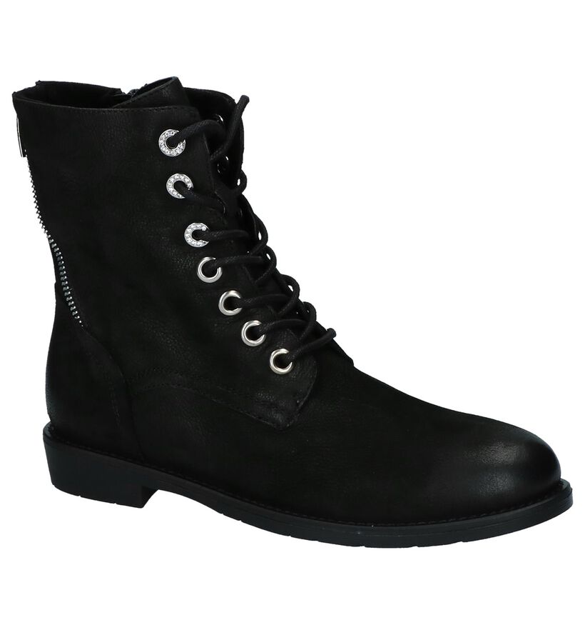 Zwarte Boots met Rits/Veter SPM in nubuck (226837)