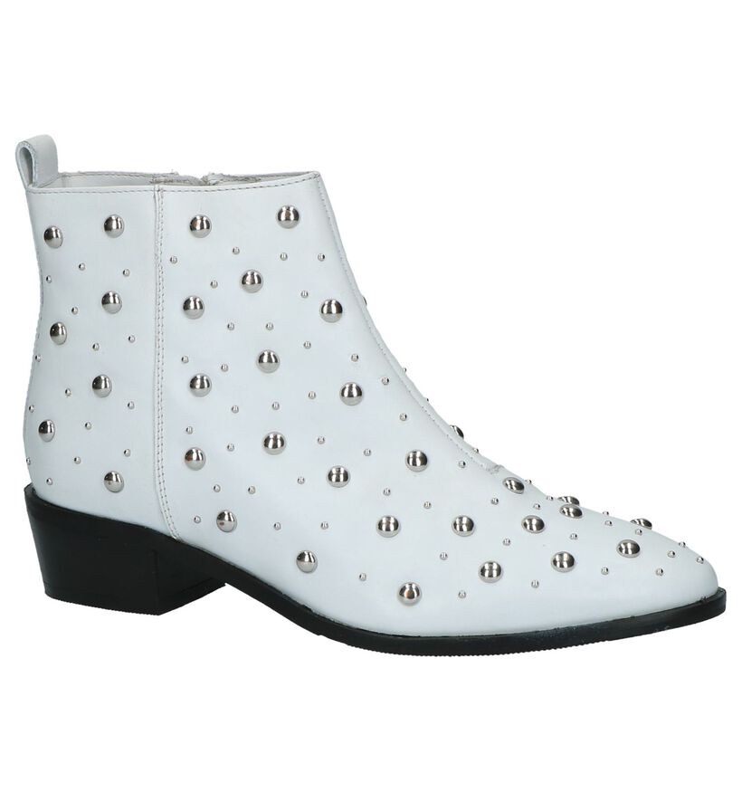 Witte Bronx Enkellaarsjes met Studs in leer (222458)