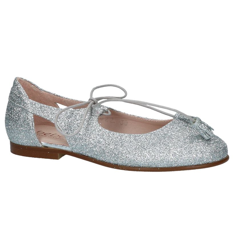 Zilveren Glitter Ballerina's Beberlis in stof (215986)