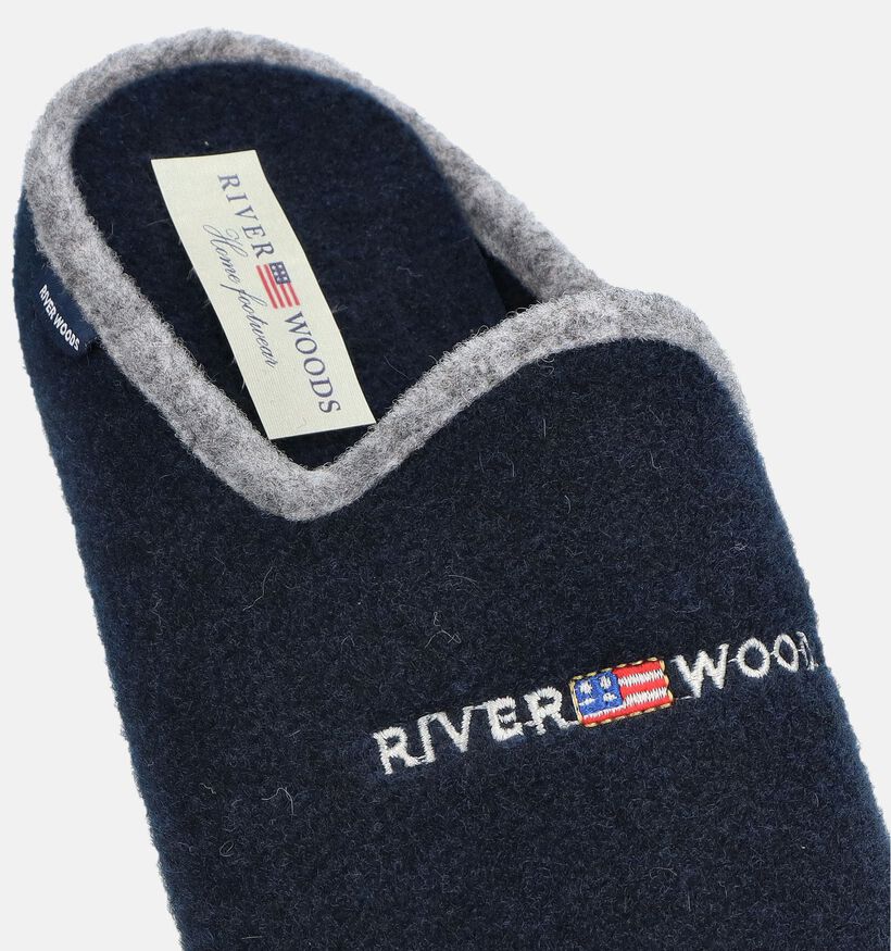 River Woods Herman Donkerblauwe/Grijze Pantoffels voor heren (381205) - geschikt voor steunzolen