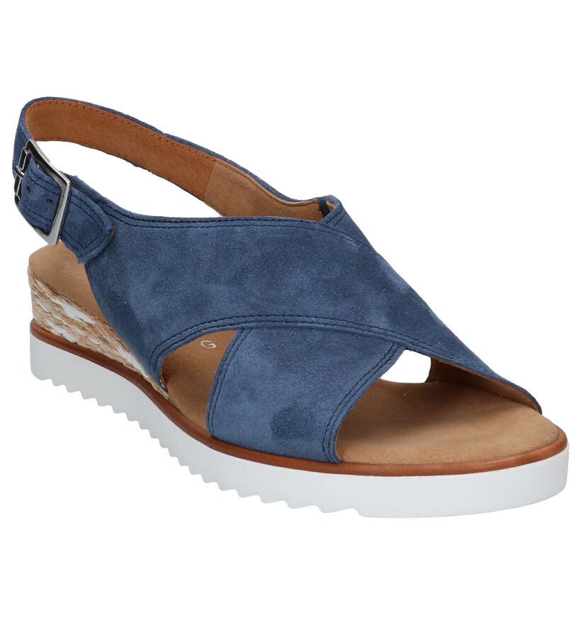 Comfort Sandales compensées en Bleu en daim (287807)