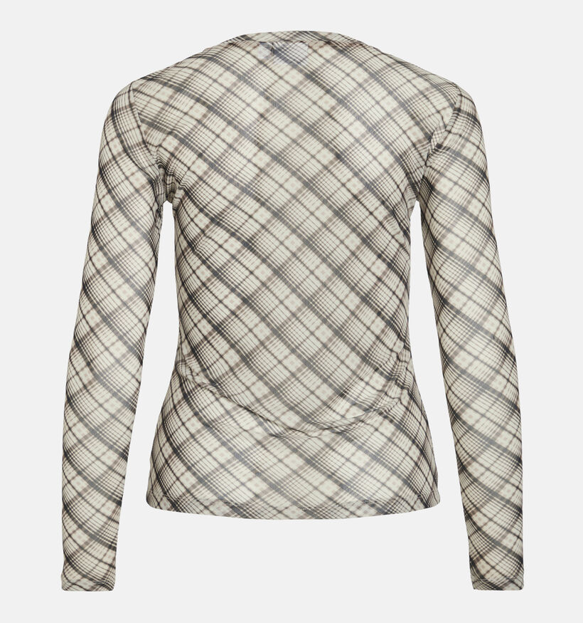Vila Voletteis Tartan Beige T-shirt met Lange Mouwen voor dames (366149)