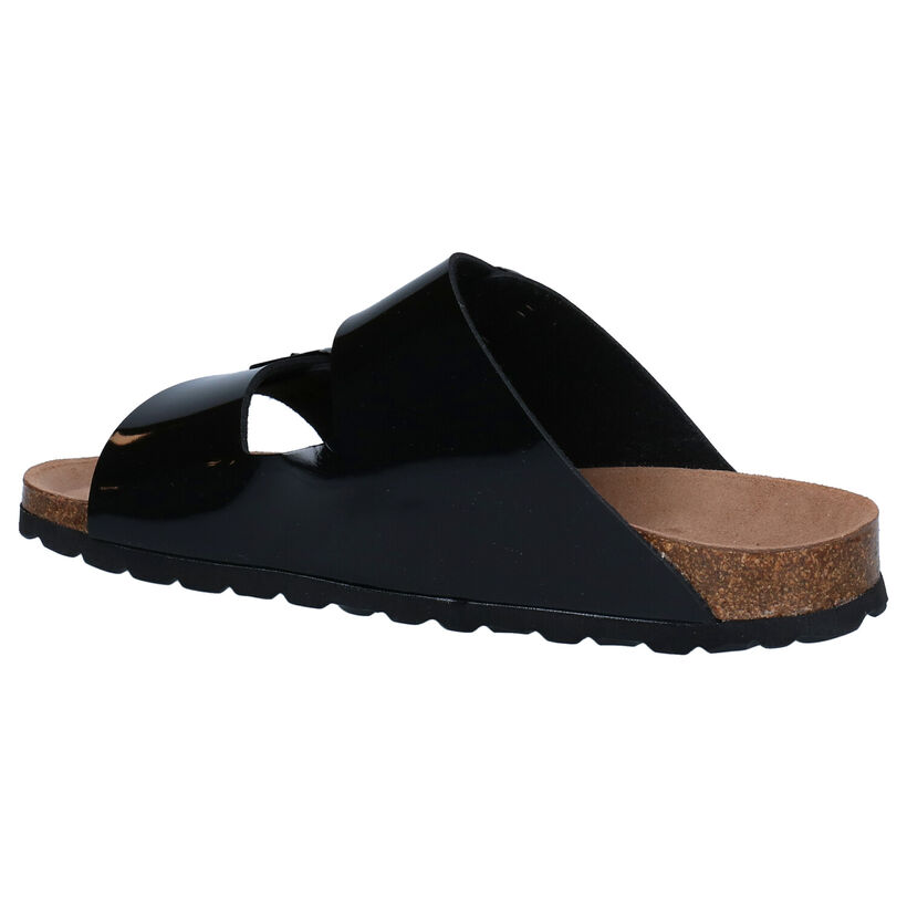 Big Leaf Zwarte Slippers in kunstleer (292367)