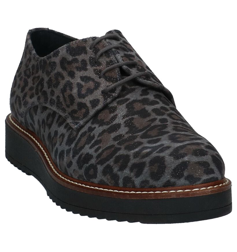 Grijze Veterschoenen Hee met Luipaardprint voor dames (227019)