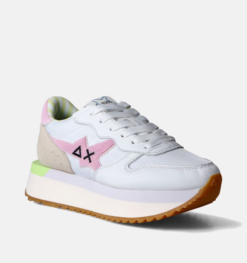 Sun68 Big Stargirl Spongee Logo Baskets en Blanc pour femmes (351706) - pour semelles orthopédiques