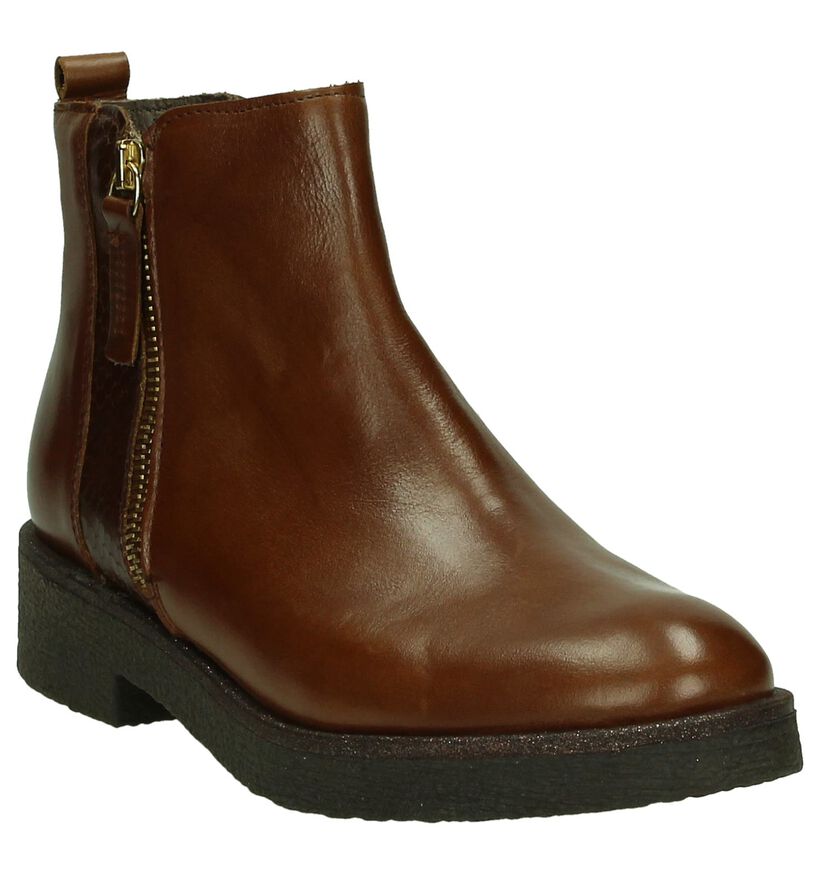 Flair Enkelboots Cognac in leer (183572)