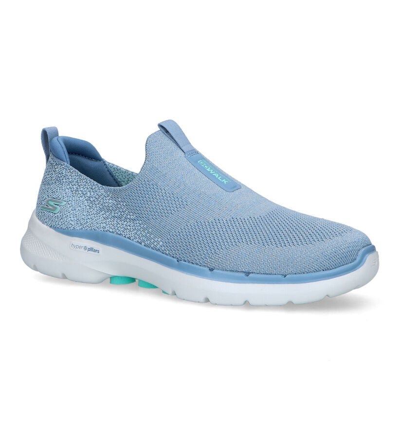 Skechers Go Walk 6 Glimmering Baskets Slip-on Bleu en textile (321376)