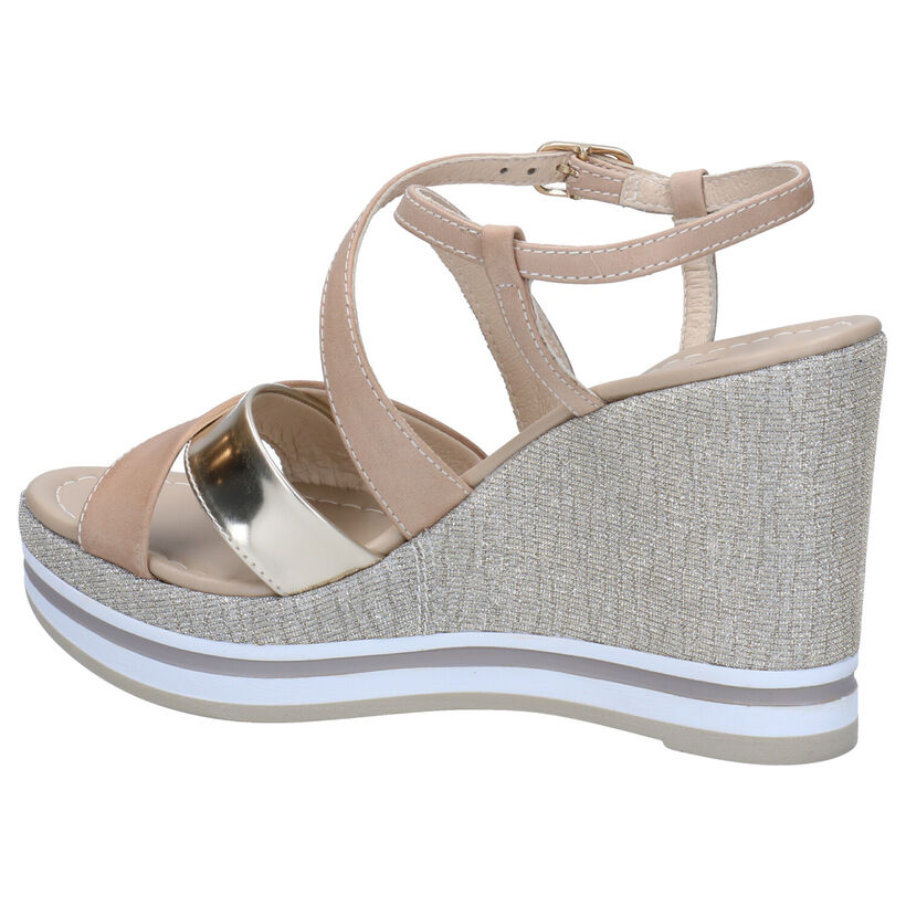 NeroGiardini Sandales compens&eacute;es en Beige en cuir (274335)