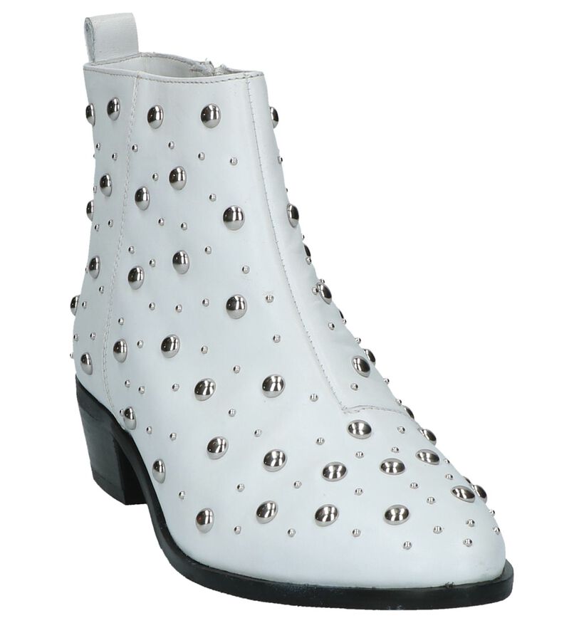 Witte Bronx Enkellaarsjes met Studs in leer (222458)