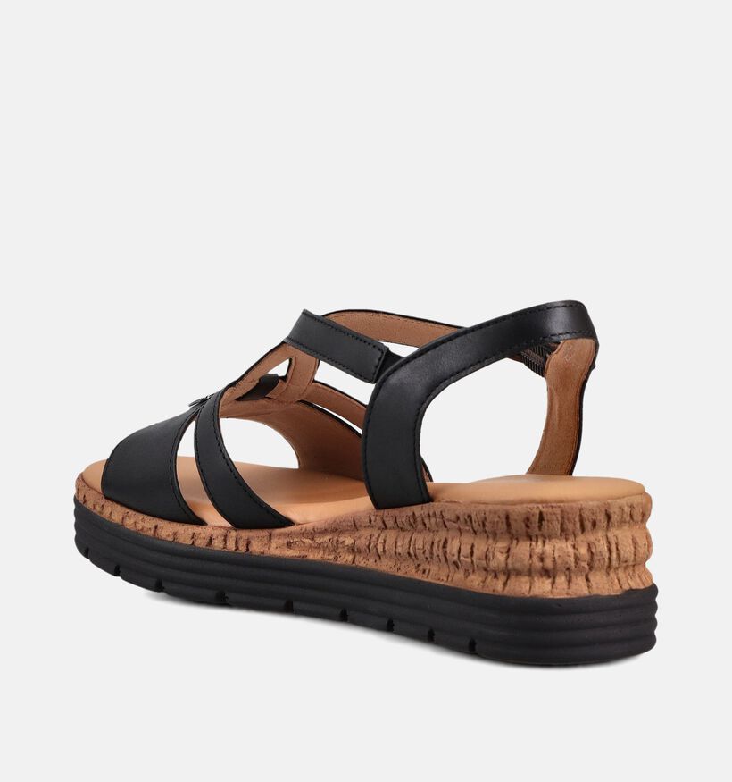 Gabor Sandales compens&eacute;es en Noir pour femmes (371120)