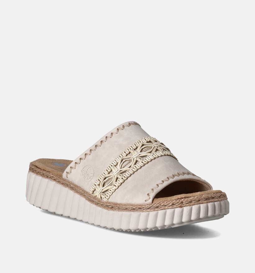 Rieker Nu-pieds talon compensé en Écru pour femmes (354997)