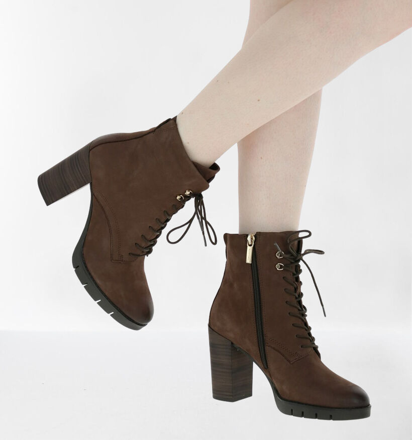 Tamaris TOUCH it Bruine Enkellaarzen in nubuck (280666)