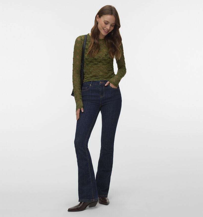 Vero Moda Bonita O-Neck Diepgroene Kanten T-shirt voor dames (379695)