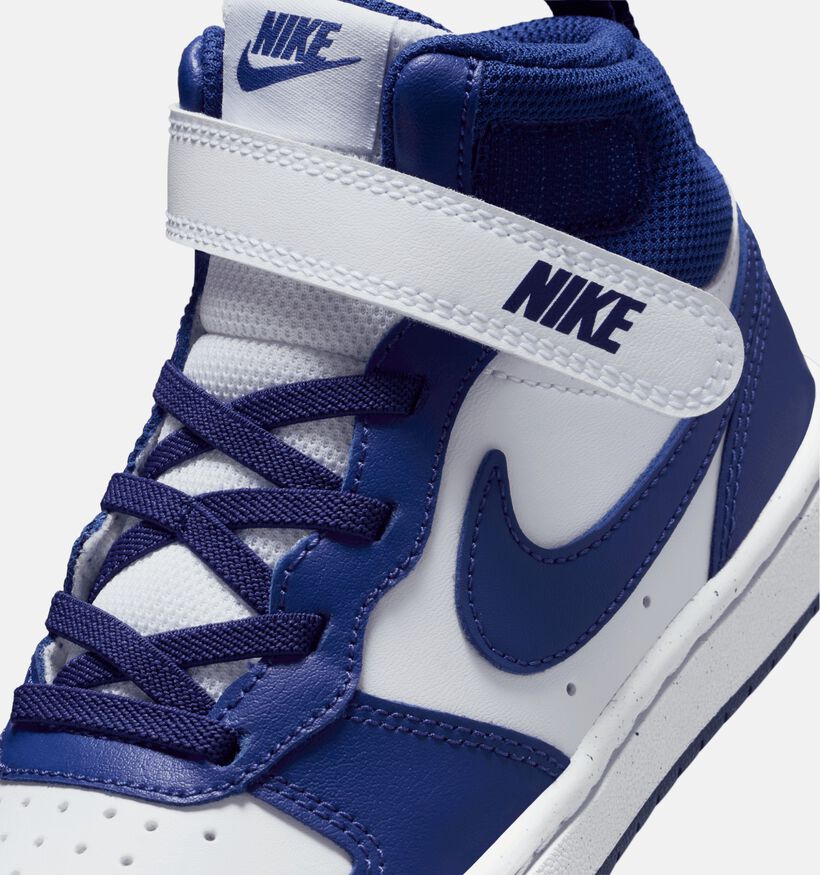 Nike Court Borough Baskets montantes en Blanc/Bleu pour garçons (364597)