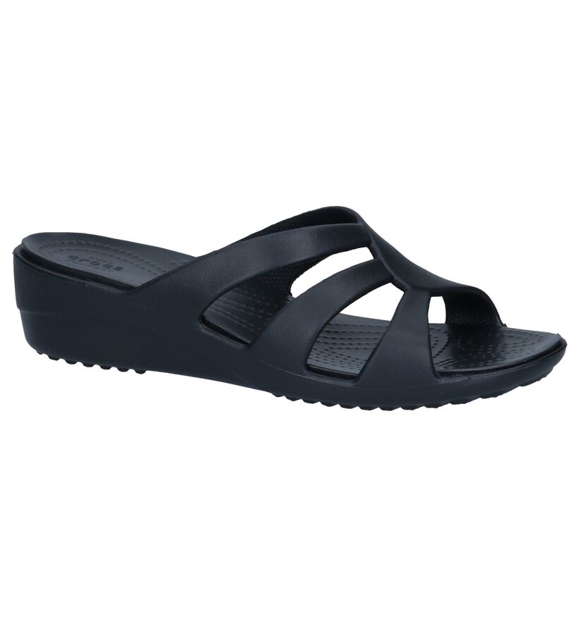 Zwarte Slippers Crocs Sanrah Strappy Wedge, Zwart, pdp