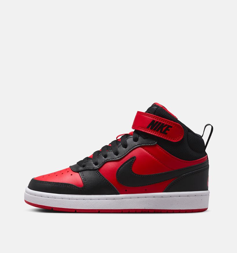Nike Court Borough Mid 2 Zwarte/Rode Sneakers voor jongens (364595)