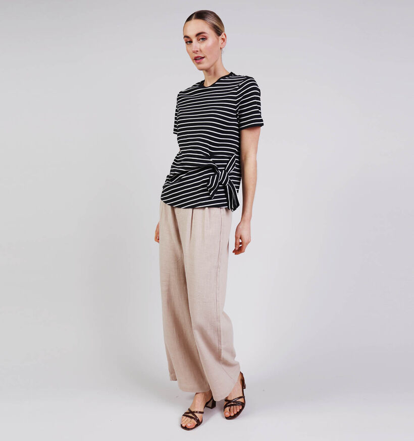 Vila Sinny Knot T-shirt en Noir/Blanc pour femmes (368123)