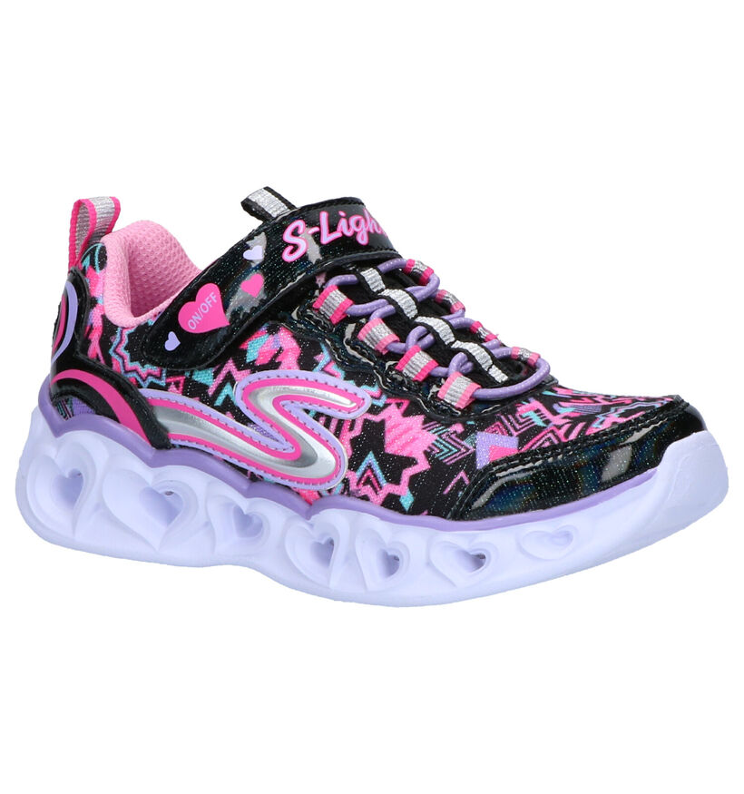 Skechers Heart Lights Zwarte Sneakers in stof (265173)