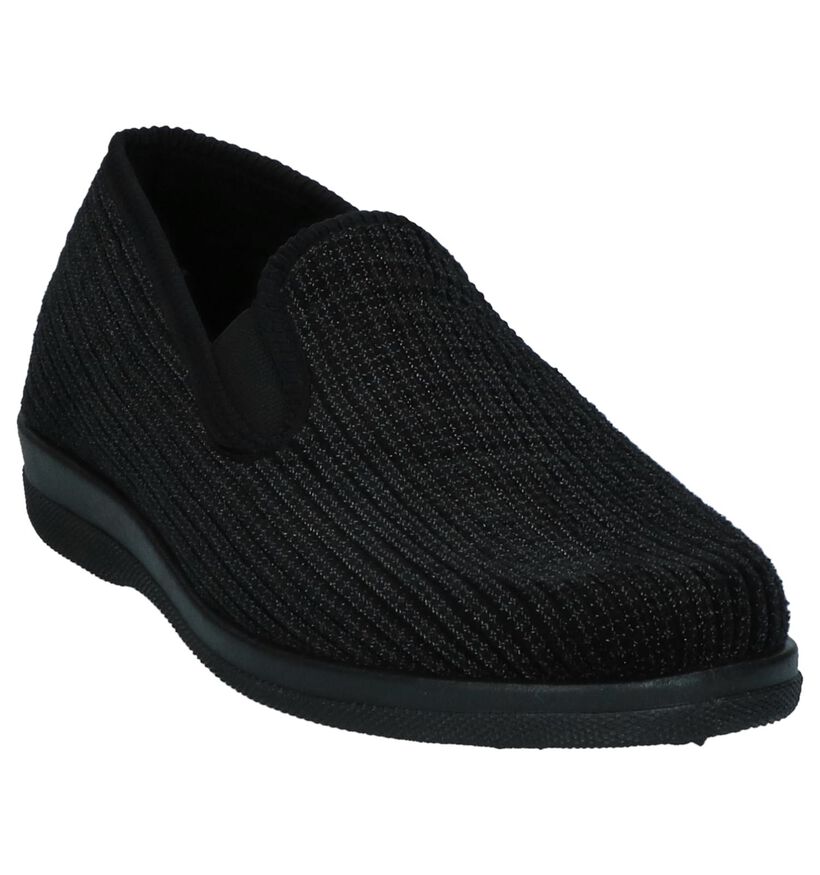 Slippers Comfort Zwarte Pantoffels in stof (232763)