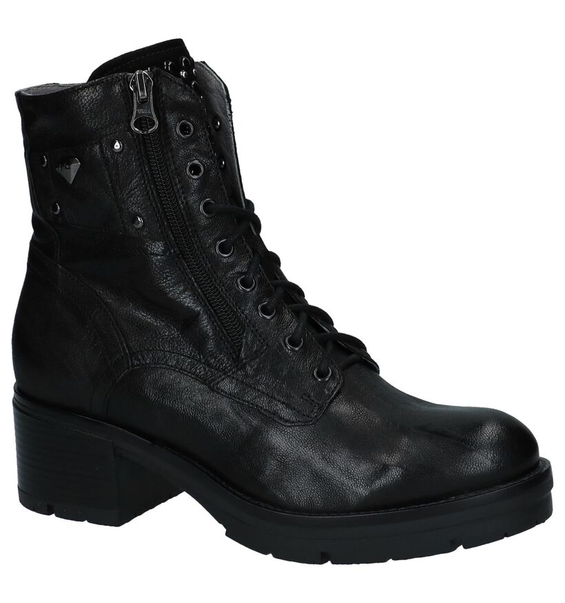 NeroGiardini Zwarte Boots met Rits en Veter in leer (226514)