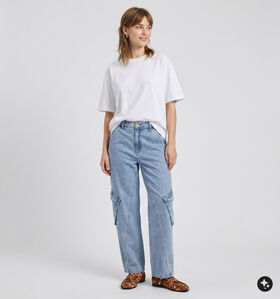 Ador&eacute; Timeo Wide Leg Cargo Jeans en Bleu pour femmes (384080)
