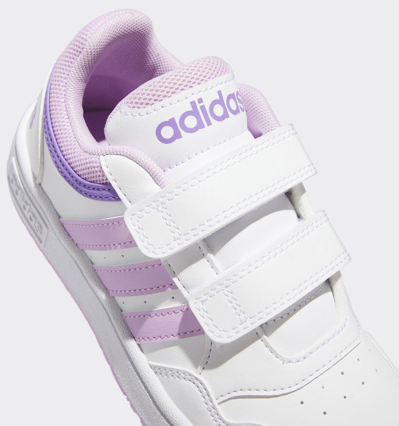 adidas Hoops 3.0 Cloudfoam Baskets en Blanc/Rose pour filles (366038) - pour semelles orthopédiques