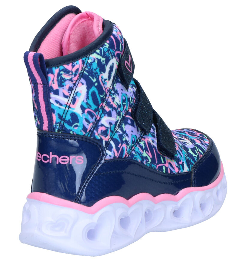 Skechers Heart Lights Blauwe Lichtjesschoenen in stof (263425)