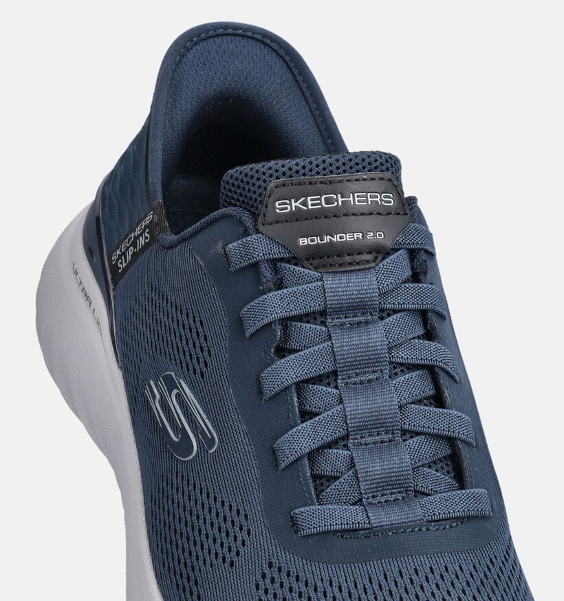 Skechers Bounder 2.0 - Emerged Slip-ins Slip-ons en Bleu fonc&eacute; pour hommes (379533)