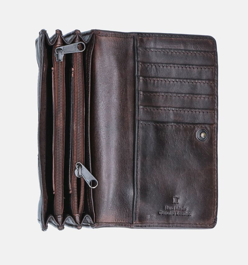 Bear Design Porte-monnaie &agrave; rabat en Brun fonc&eacute; pour femmes (382119)