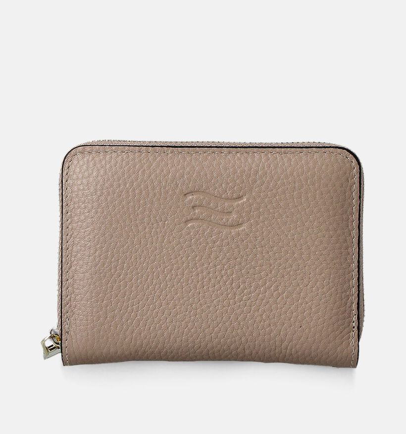 Crinkles Porte-monnaie zippé en Taupe pour femmes (358076)