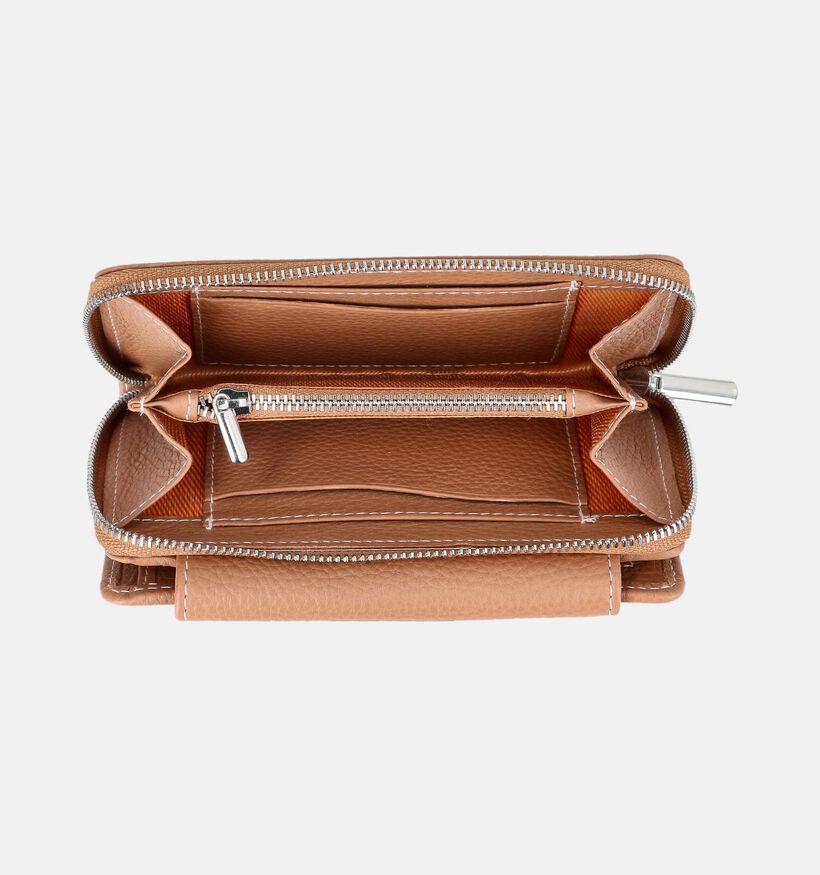 Crinkles Porte-monnaie zipp&eacute; en Beige pour femmes (373874)