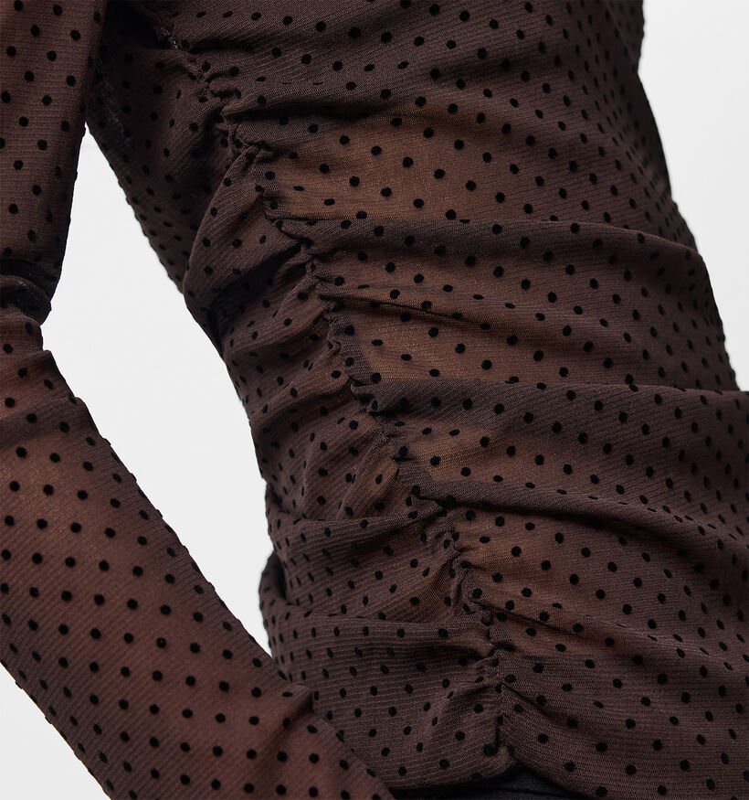 Pieces Bobo Mesh Donkerbruine T-shirt met Lange Mouwen voor dames (378366)