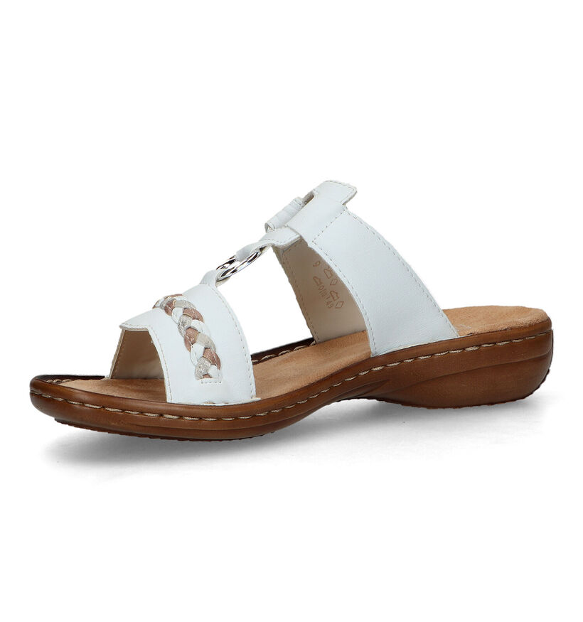 Rieker Nu-pieds plates en Blanc pour femmes (339074)