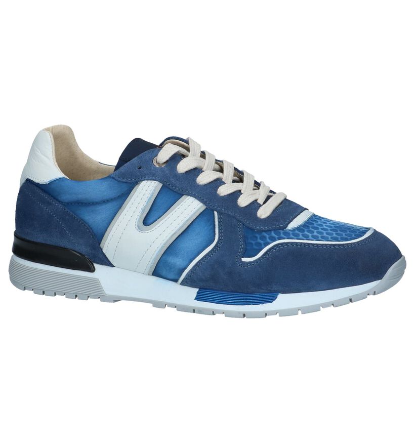 Van Lier Blauwe Geklede Sneakers in daim (232865)
