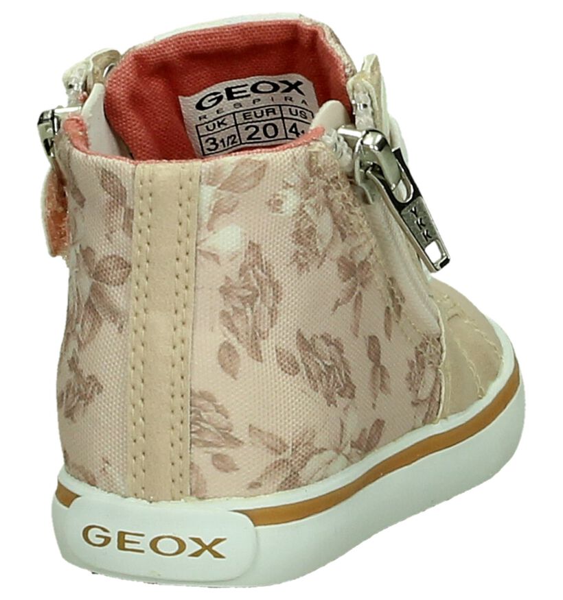 Geox Rits/Veter Bottines Roze met Bloemen in stof (190718)