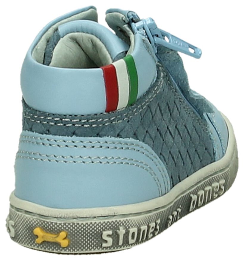 Stones and Bones Chaussures hautes en Bleu clair en cuir (190823)