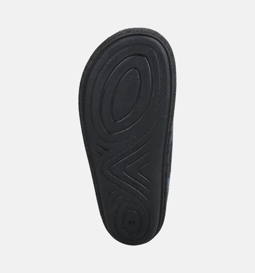 River Woods Elias Pantoufles en Gris/Bleu pour hommes (381219) - pour semelles orthop&eacute;diques