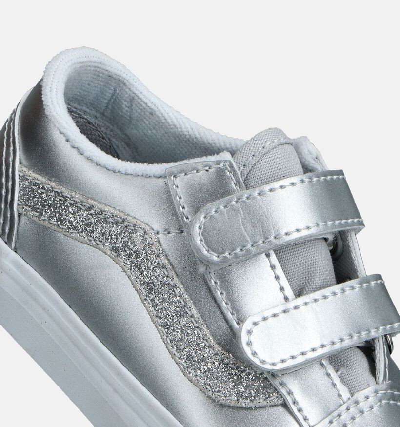 Vans Old Skool V Baskets à Velcro en Argent pour filles (361019)