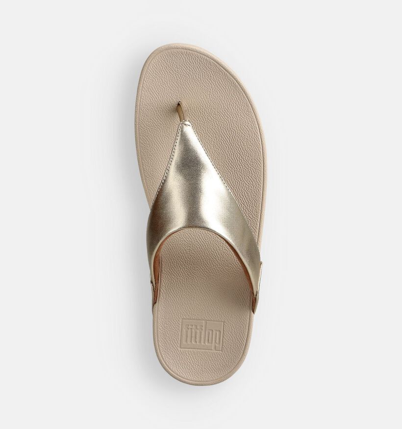 FitFlop Lulu Leather Toepost Zwarte Teenslippers FitFlop Lulu Leather Gouden Slippers voor dames (372338)