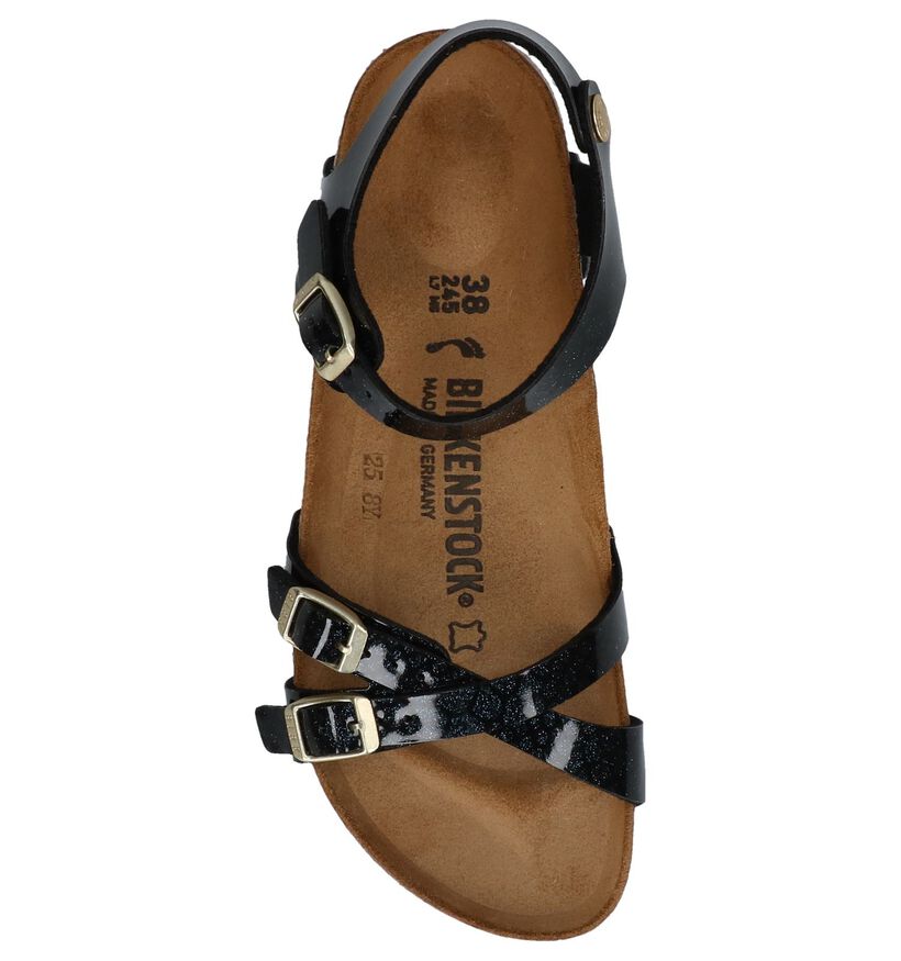 Birkenstock Sandales plates en Noir en synthétique (242505)