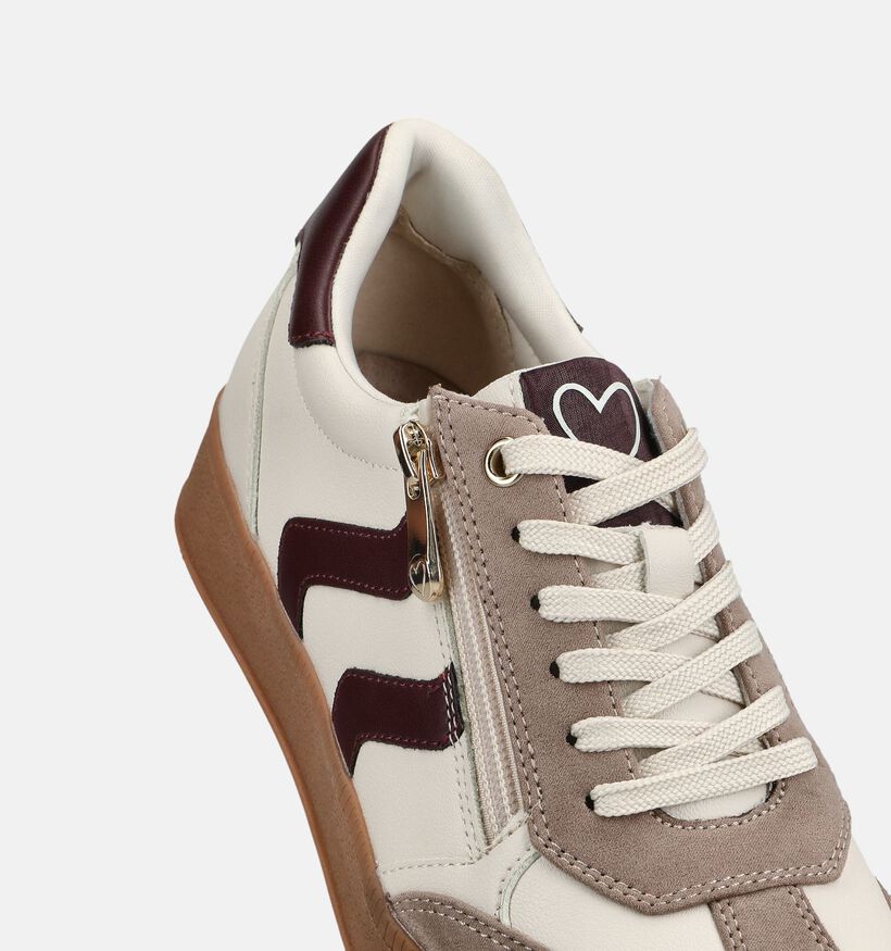 Marco Tozzi Beige/Bordeaux Schoenen met Veter en Rits voor dames (376546) - geschikt voor steunzolen