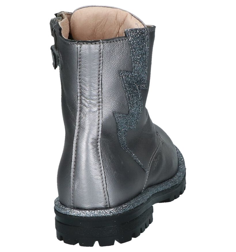 K3 Zilveren Bottines met Rits/Veter in leer (231955)