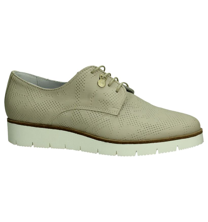 Duee Lichtbeige Oxford Veterschoenen in leer (190272)