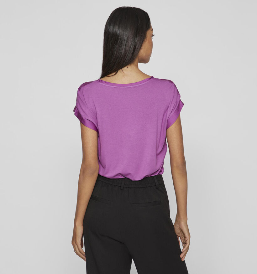 Vila Ellette T-shirt en satin en Mauve pour femmes (345352)