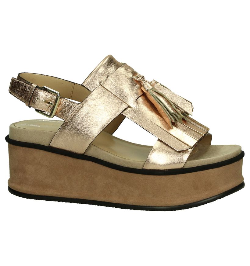 Elvio Zanon Rose Gold Sandalen met Sleehak in leer (194854)