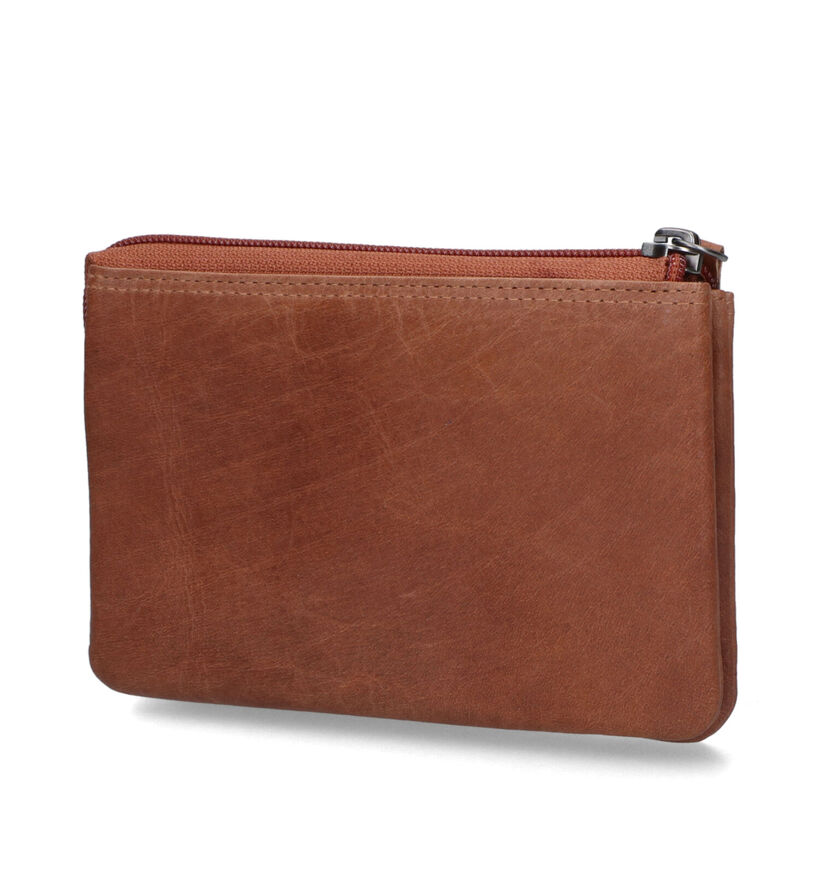 Euro-Leather Porte-monnaie zipp&eacute; en Cognac pour femmes (343451)