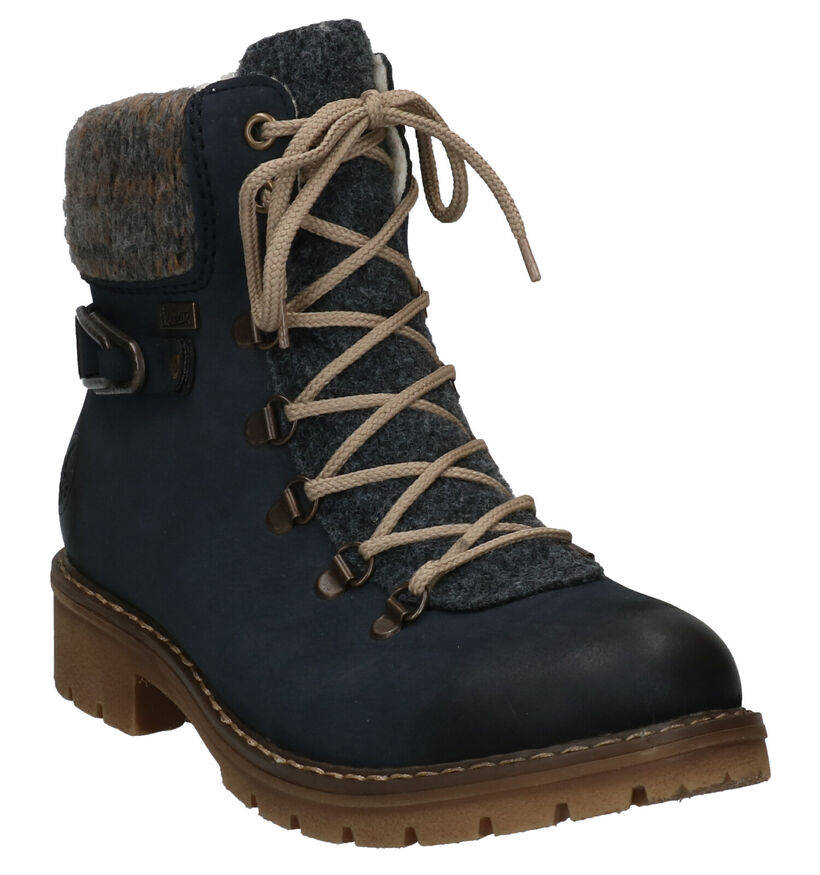 Rieker Blauwe Veterboots voor dames (331612) - geschikt voor steunzolen