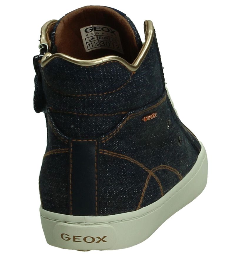 Blauwe Geox Hoge Sneakers Jeans in leer (190702)