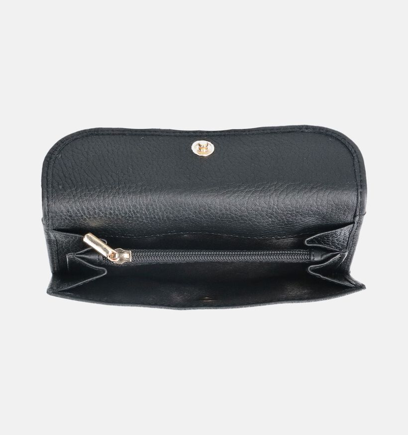 Crinkles Porte-monnaie &agrave; rabat en Noir pour femmes (373881)