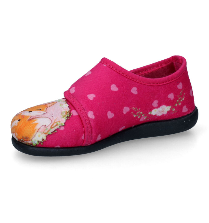 Milo & Mila Pantoufles fermées en Rose fuchsia en textile (317203)